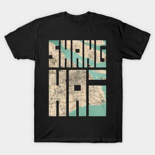 Shanghai, China City Map - Vintage T-Shirt